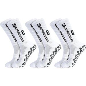 🆕Unisex White Chinlon Spandex Non-Slip Soccer Socks with Rubber Dots 3 Pairs